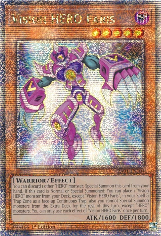 Vision HERO Faris [RA01-EN004] Quarter Century Secret Rare - Yugioh Cards For Your TCG Needs!