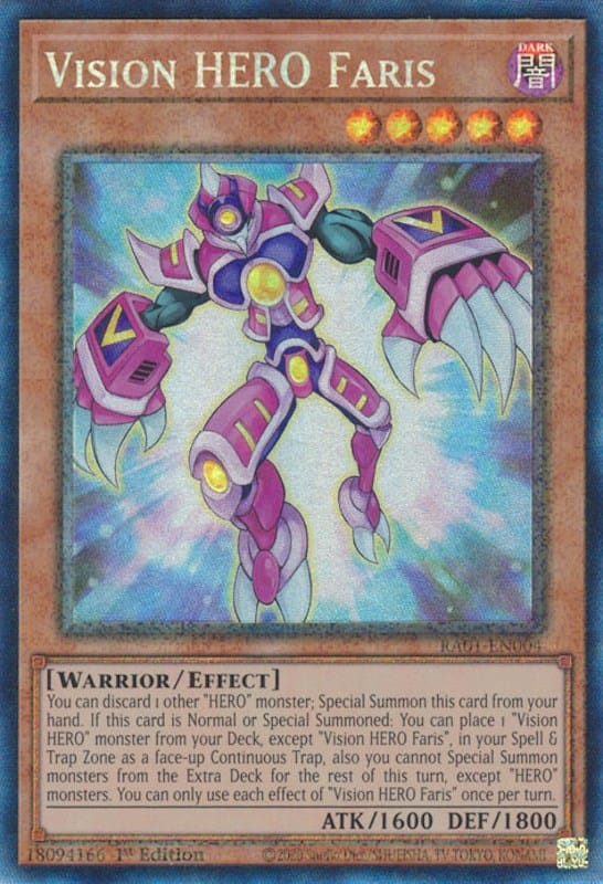Vision HERO Faris [RA01-EN004] Prismatic Collector's Rare - Yugioh Cards For Your TCG Needs!