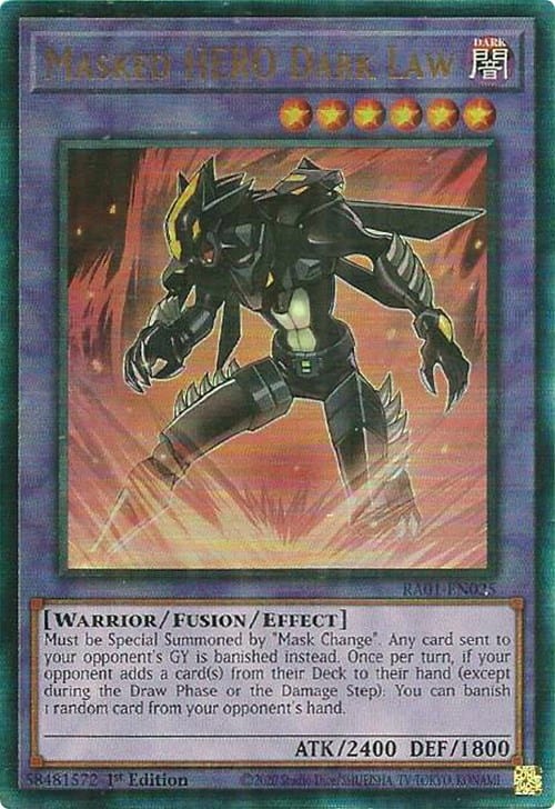 Masked HERO Dark Law [RA01-EN025] Prismatic Ultimate Rare - Yugioh Cards For Your TCG Needs!