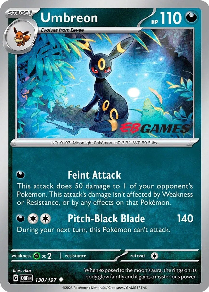 Umbreon (130/197) (EBGames Exclusive) [Scarlet & Violet: Obsidian Flames] Pokémon