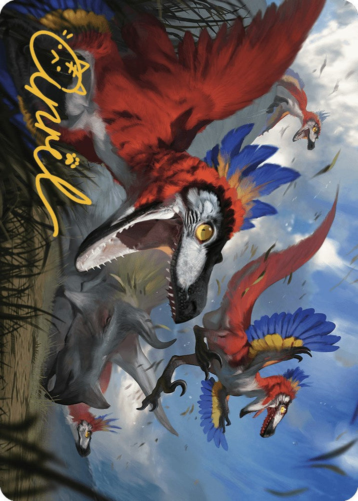 Wrathful Raptors Art Card (Gold-Stamped Signature) [The Lost Caverns of Ixalan Art Series] Magic: The Gathering