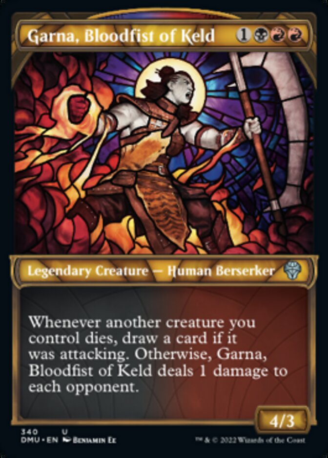 Garna, Bloodfist of Keld (Showcase Textured) [Dominaria United] Magic: The Gathering