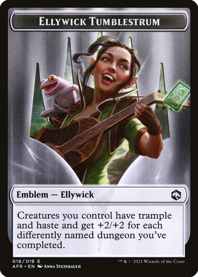 Devil // Ellywick Tumblestrum Emblem Double-Sided Token [Dungeons & Dragons: Adventures in the Forgotten Realms Tokens] Magic: The Gathering