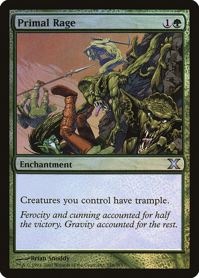 Primal Rage (Premium Foil) [Tenth Edition] Magic: The Gathering