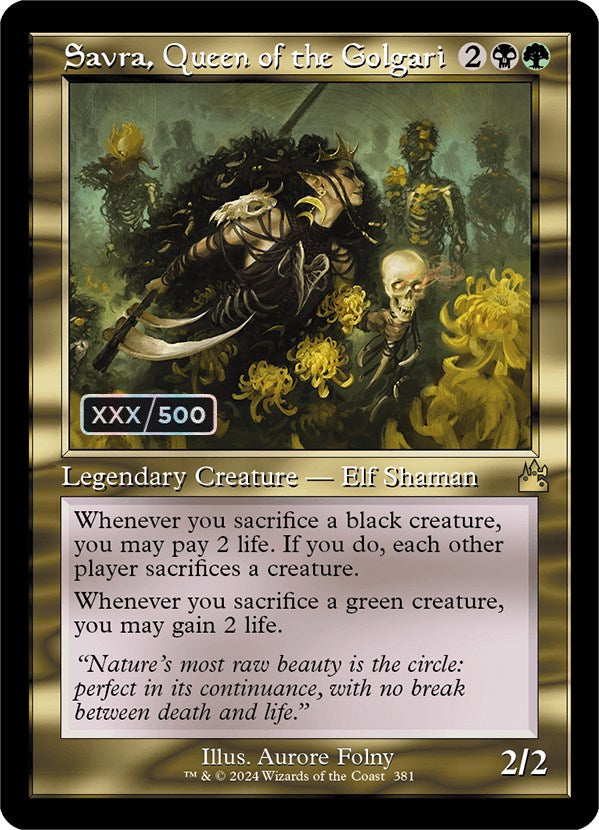 Savra, Queen of the Golgari (Retro) (Serialized) [Ravnica Remastered] Magic: The Gathering