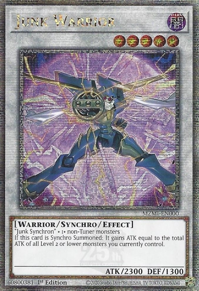 Junk Warrior (Quarter Century Secret Rare) [MZMI-EN000] Quarter Century Secret Rare - Yugioh Cards For Your TCG Needs!