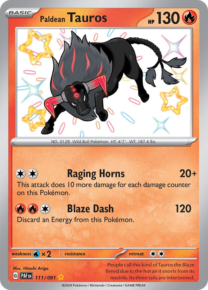 Paldean Tauros (111/091) [Scarlet & Violet: Paldean Fates] Pokémon
