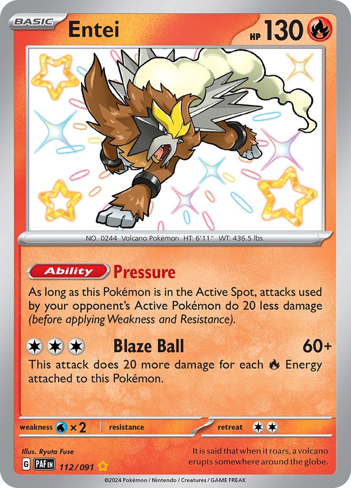 Entei (112/091) [Scarlet & Violet: Paldean Fates] Pokémon