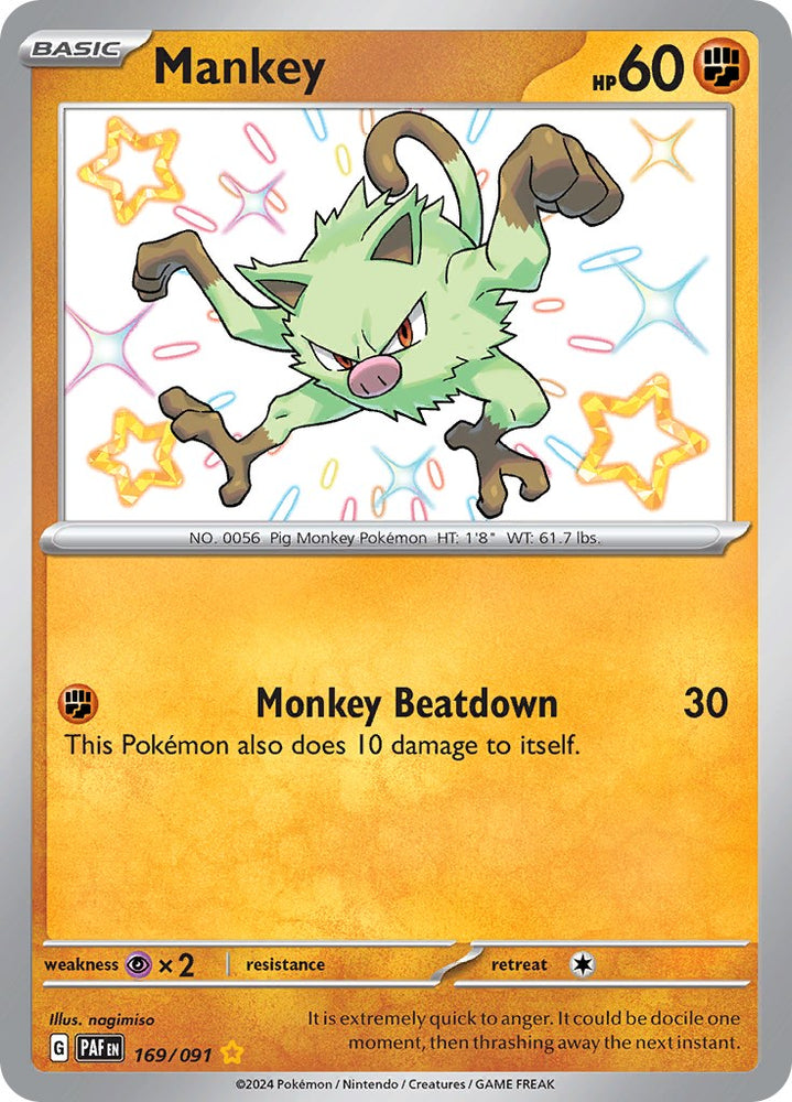 Mankey (169/091) [Scarlet & Violet: Paldean Fates] Pokémon