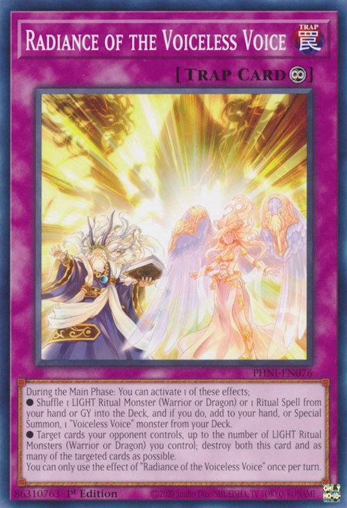 Radiance of the Voiceless Voice [PHNI-EN076] Common - Yugioh Cards For Your TCG Needs!