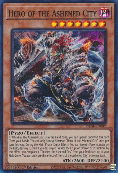 Hero of the Ashened City [PHNI-EN092] Super Rare - Yugioh Cards For Your TCG Needs!