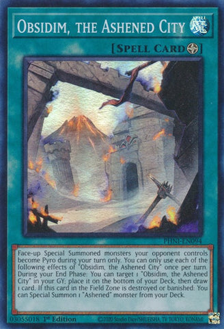 Obsidim, the Ashened City [PHNI-EN094] Super Rare - Yugioh Cards For Your TCG Needs!