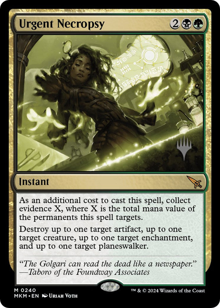 Urgent Necropsy (Promo Pack) [Murders at Karlov Manor Promos] Magic: The Gathering