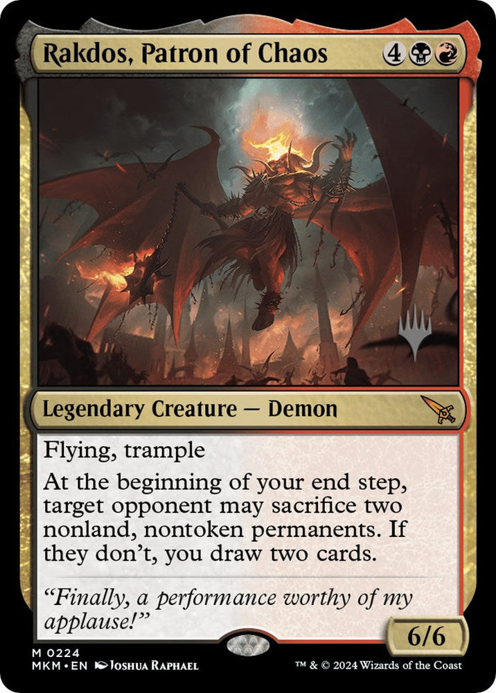 Rakdos, Patron of Chaos (Promo Pack) [Murders at Karlov Manor Promos] Magic: The Gathering