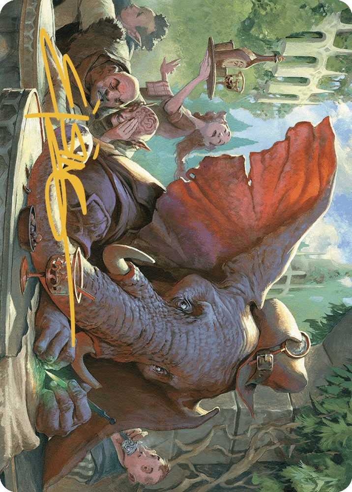 Loxodon Eavesdropper Art Card (Gold-Stamped Signature) [Murders at Karlov Manor Art Series] Magic: The Gathering