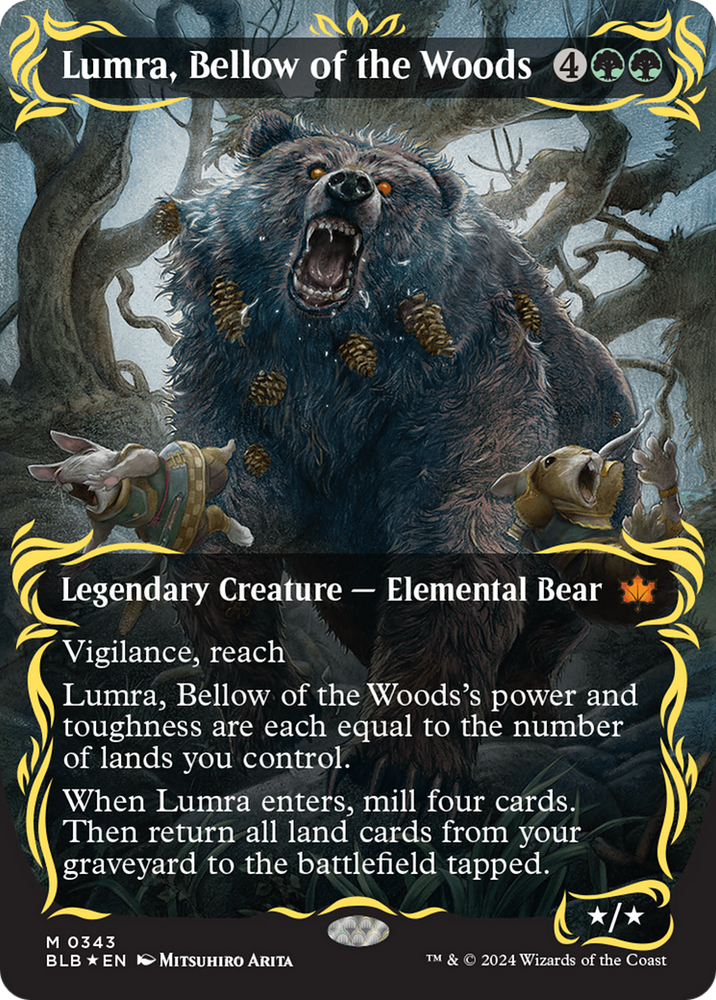Lumra, Bellow of the Woods (Borderless) (Raised Foil) [Bloomburrow] Magic: The Gathering