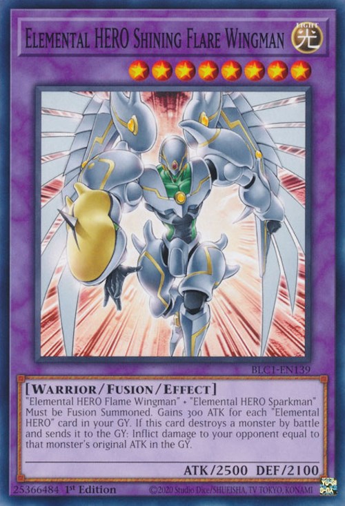 Elemental HERO Shining Flare Wingman [BLC1-EN139] Common - Yugioh Cards For Your TCG Needs!