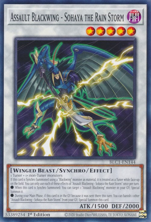 Assault Blackwing - Sohaya the Rain Storm [BLC1-EN144] Common - Yugioh Cards For Your TCG Needs!