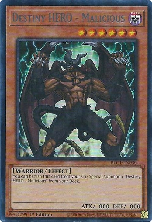 Destiny HERO - Malicious (Silver) [BLC1-EN030] Ultra Rare - Yugioh Cards For Your TCG Needs!