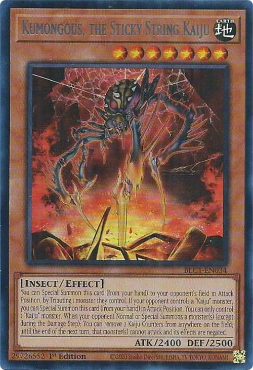 Kumongous, the Sticky String Kaiju (Silver) [BLC1-EN034] Ultra Rare - Yugioh Cards For Your TCG Needs!