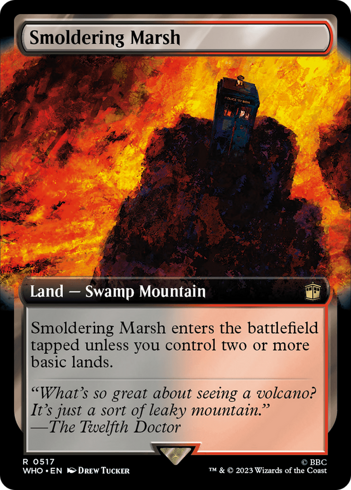 Smoldering Marsh (Extended Art) [Doctor Who] Magic: The Gathering
