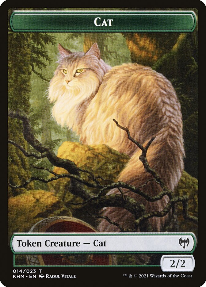 Human Warrior // Cat Double-Sided Token [Kaldheim Tokens] Magic: The Gathering