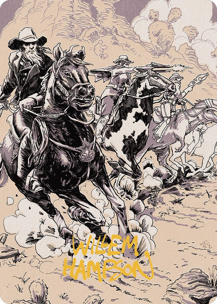 Overwhelming Forces Art Card (Gold-Stamped Signature) [Outlaws of Thunder Junction Art Series] Magic: The Gathering