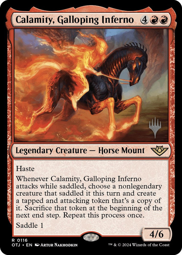 Calamity, Galloping Inferno (Promo Pack) [Outlaws of Thunder Junction Promos] Magic: The Gathering