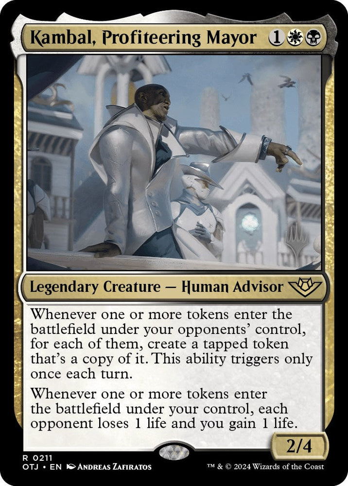 Kambal, Profiteering Mayor (Promo Pack) [Outlaws of Thunder Junction Promos] Magic: The Gathering