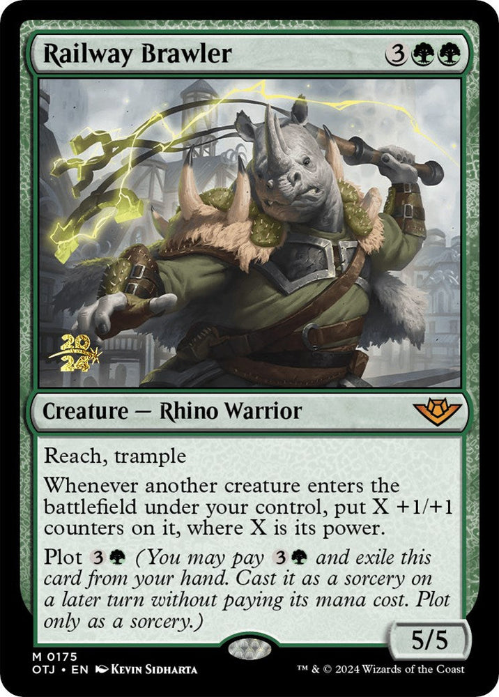 Railway Brawler [Outlaws of Thunder Junction Prerelease Promos] Magic: The Gathering