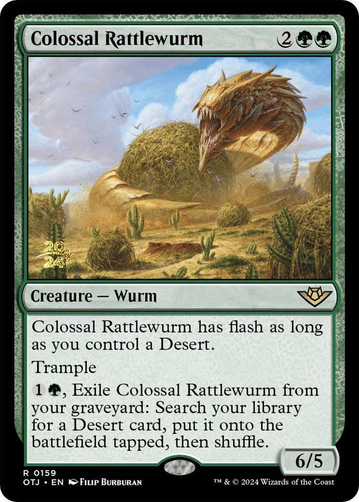 Colossal Rattlewurm [Outlaws of Thunder Junction Prerelease Promos] Magic: The Gathering