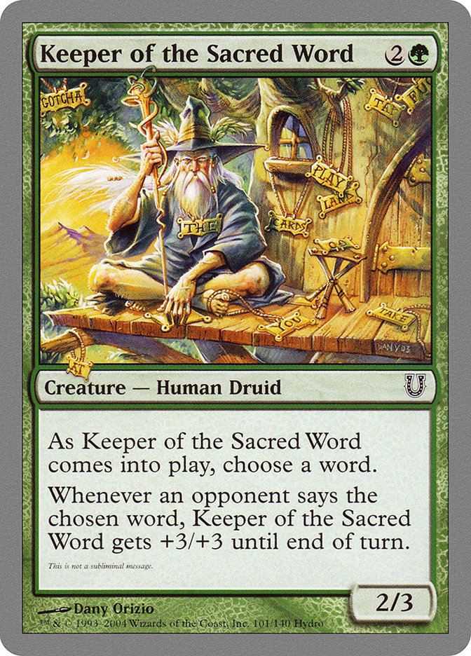 Keeper of the Sacred Word [Unhinged] Magic: The Gathering