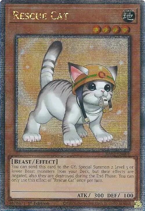 Rescue Cat (Alternate Art) (Quarter Century Secret Rare) [RA02-EN001] - Yugioh Cards For Your TCG Needs!