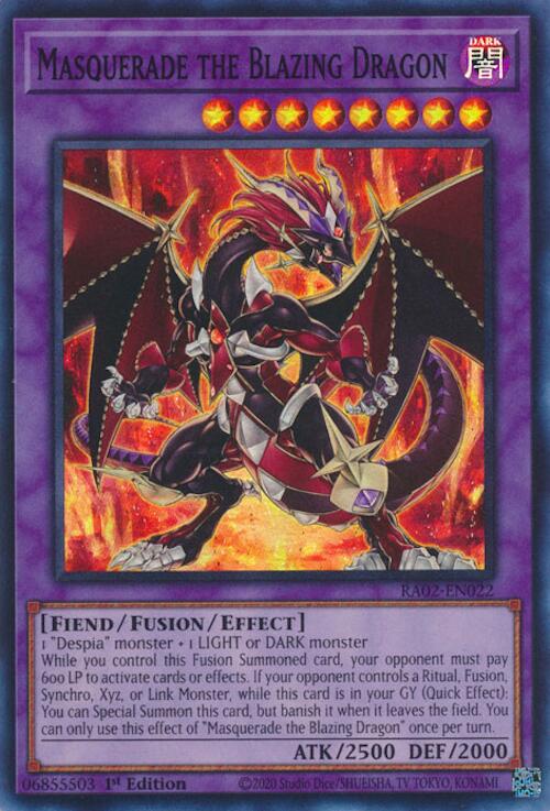 Masquerade the Blazing Dragon [RA02-EN022] Super Rare - Yugioh Cards For Your TCG Needs!