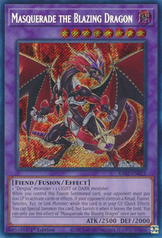 Masquerade the Blazing Dragon [RA02-EN022] Secret Rare - Yugioh Cards For Your TCG Needs!