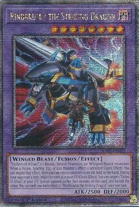 Rindbrumm the Striking Dragon (Quarter Century Secret Rare) [RA02-EN025] - Yugioh Cards For Your TCG Needs!