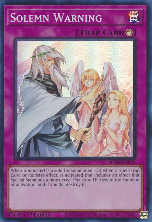 Solemn Warning [RA02-EN078] Super Rare - Yugioh Cards For Your TCG Needs!
