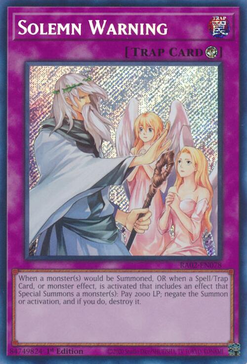Solemn Warning [RA02-EN078] Secret Rare - Yugioh Cards For Your TCG Needs!