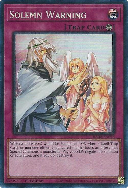 Solemn Warning (PCR) [RA02-EN078] Prismatic Collector's Rare - Yugioh Cards For Your TCG Needs!