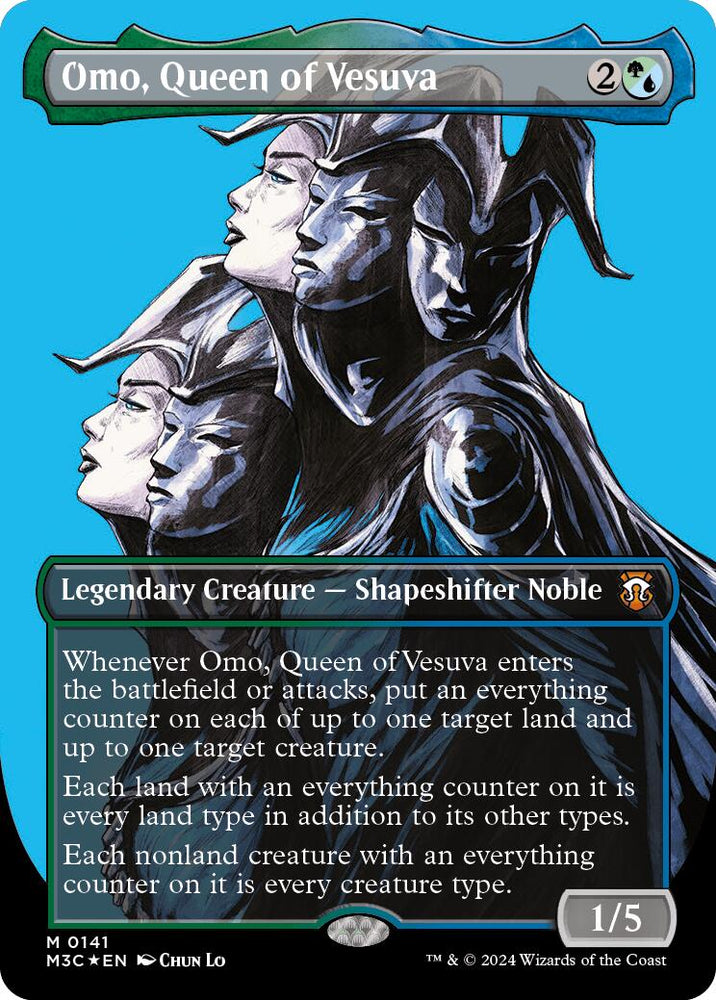 Omo, Queen of Vesuva (Borderless) (Ripple Foil) [Modern Horizons 3 Commander] Magic: The Gathering