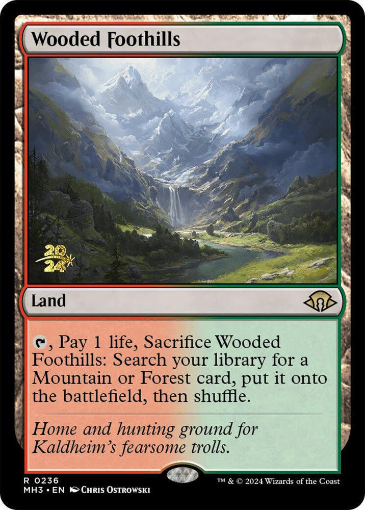 Wooded Foothills [Modern Horizons 3 Prerelease Promos] Magic: The Gathering