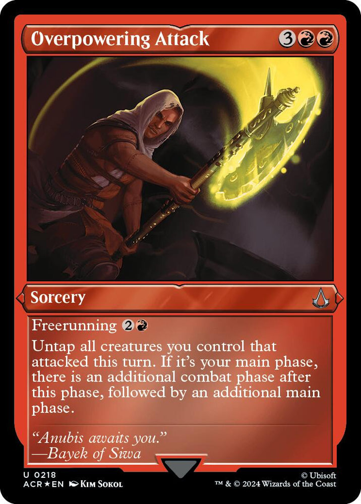 Overpowering attack (Foil Etched) [Assassin's Creed] Magic: The Gathering