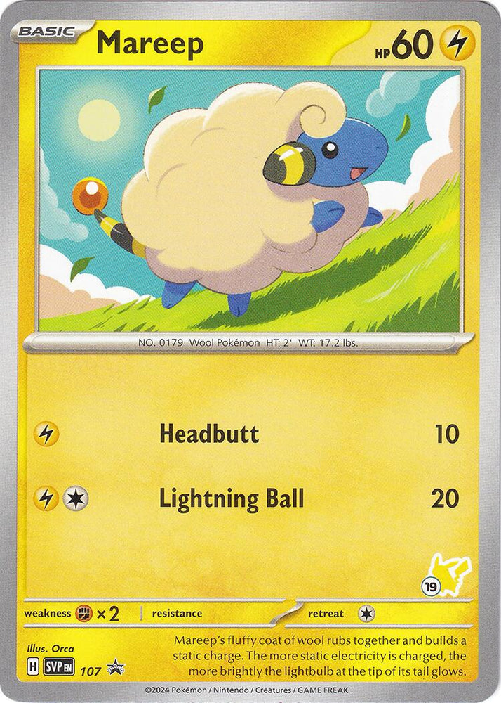 Mareep (107) (Pikachu Stamp #19) [Battle Academy 2024] Pokémon