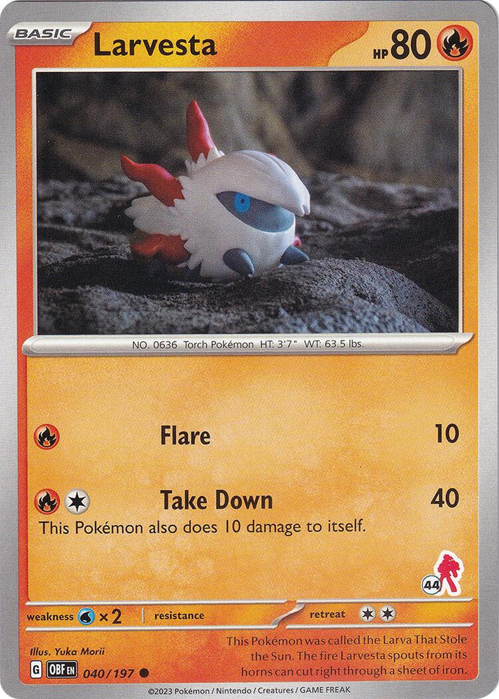 Larvesta (040/197) (Armarouge Stamp #44) [Battle Academy 2024] Pokémon