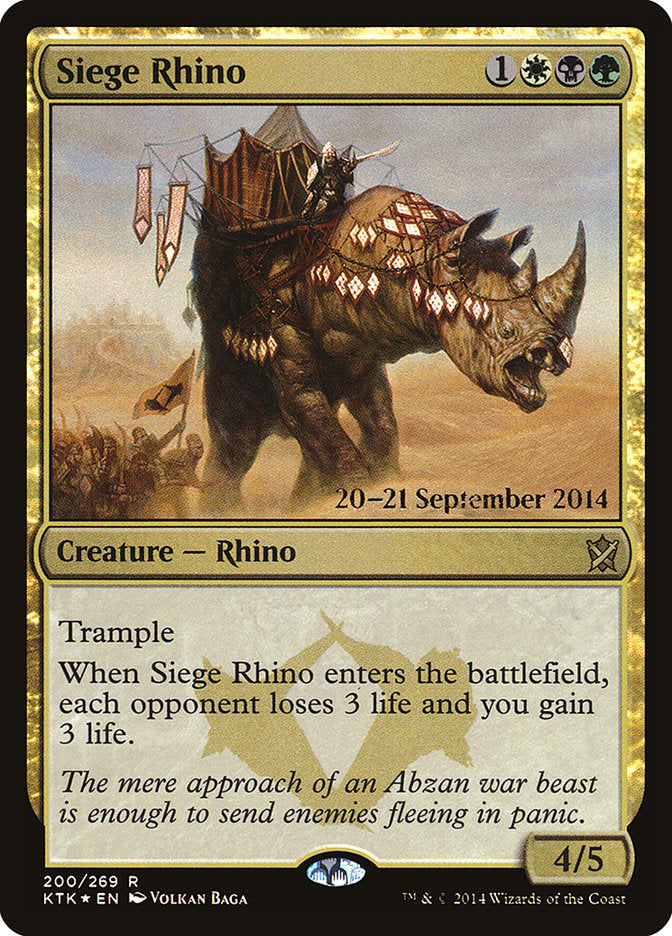 Siege Rhino [Khans of Tarkir Prerelease Promos] Magic: The Gathering