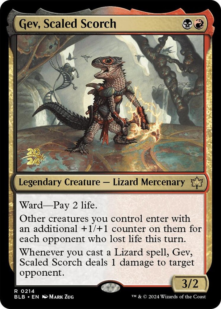 Gev, Scaled Scorch [Bloomburrow Prerelease Promos] Magic: The Gathering