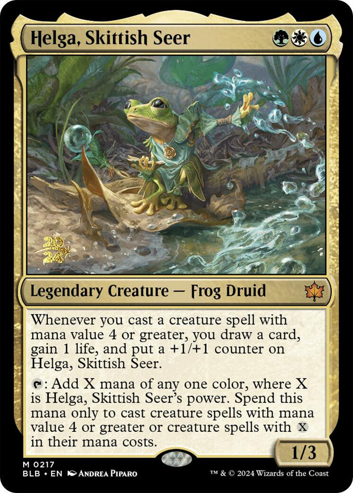 Helga, Skittish Seer [Bloomburrow Prerelease Promos] Magic: The Gathering
