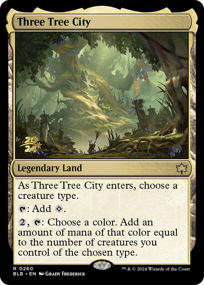 Three Tree City [Bloomburrow Prerelease Promos] Magic: The Gathering