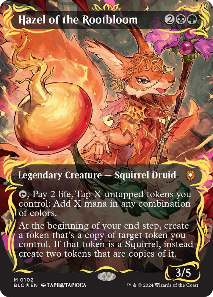 Hazel of the Rootbloom (Borderless) (Raised Foil) [Bloomburrow Commander] Magic: The Gathering