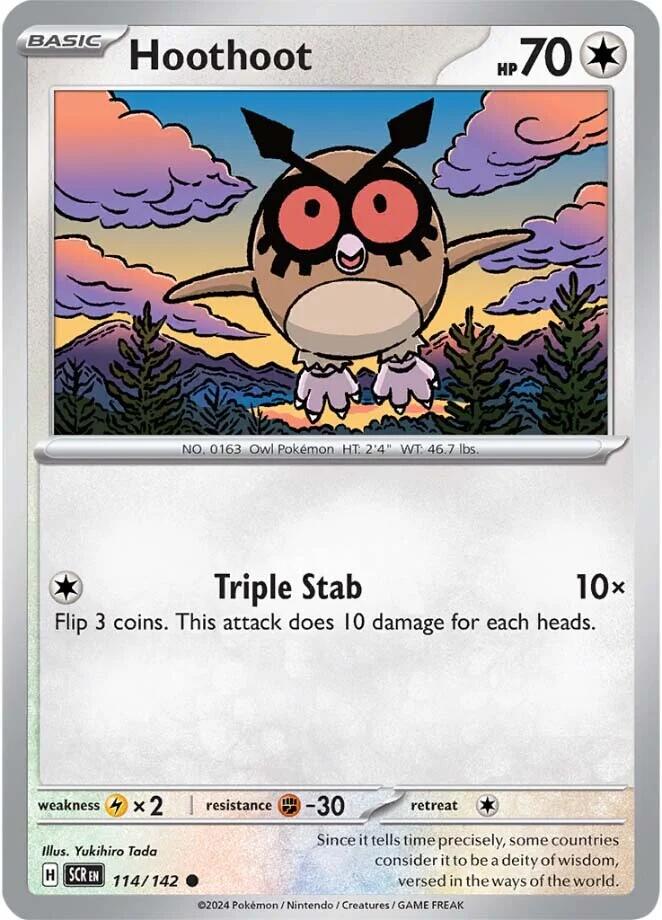 Hoothoot (114/142) [Scarlet & Violet: Stellar Crown] - Pokemon Cards For Your TCG Needs! Pokémon